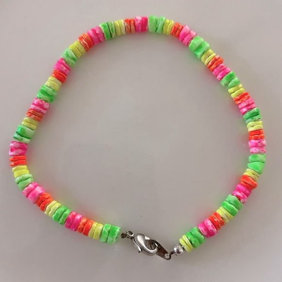Colorful Rainbow Puka Shell Beaded Anklet - Picture 5 of 5